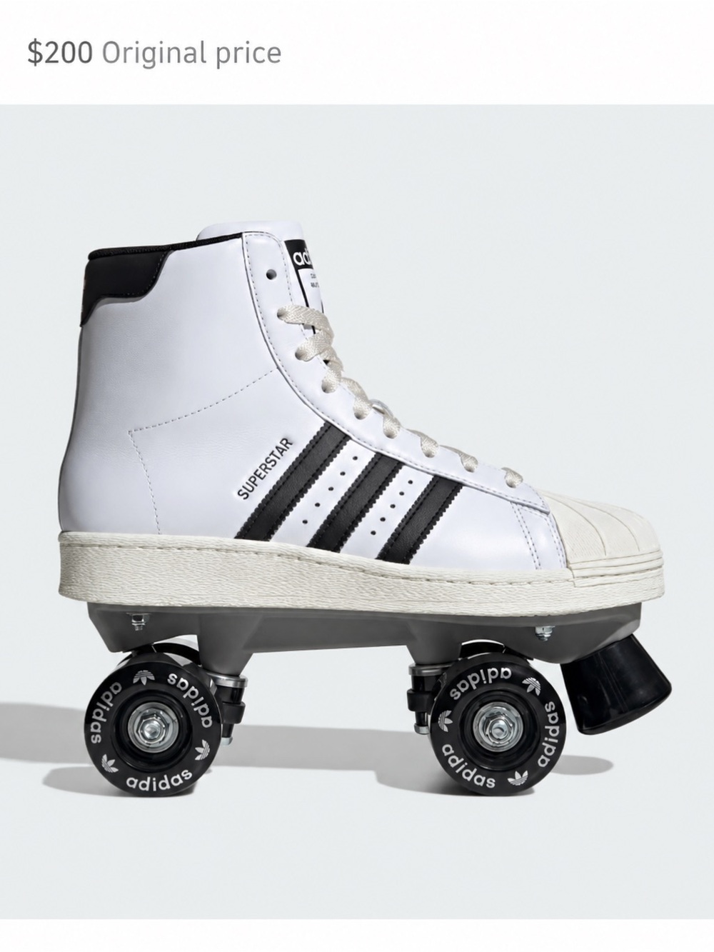 adidas White and Black Superstar High-Top Roller Skate